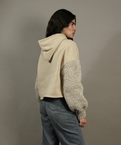 Beige Knit Hoodie
