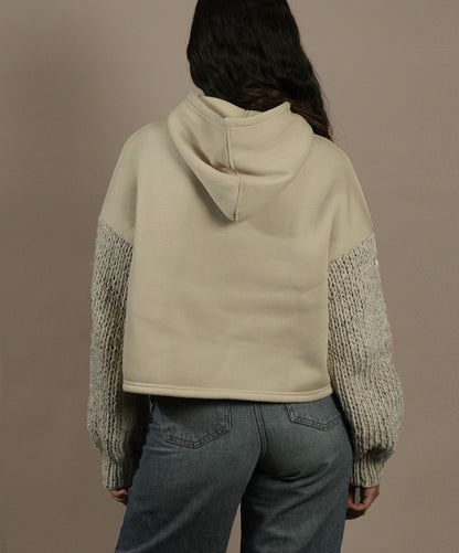 Beige Knit Hoodie