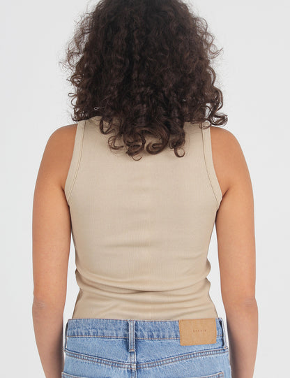 Beige Ribbed Tank