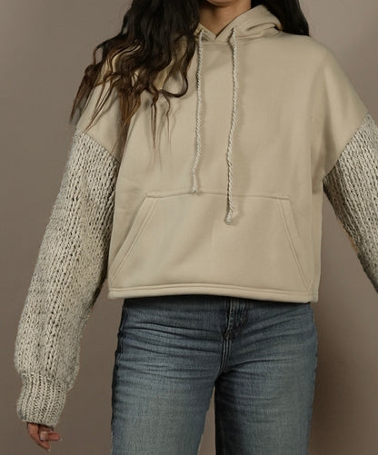 Beige Knit Hoodie