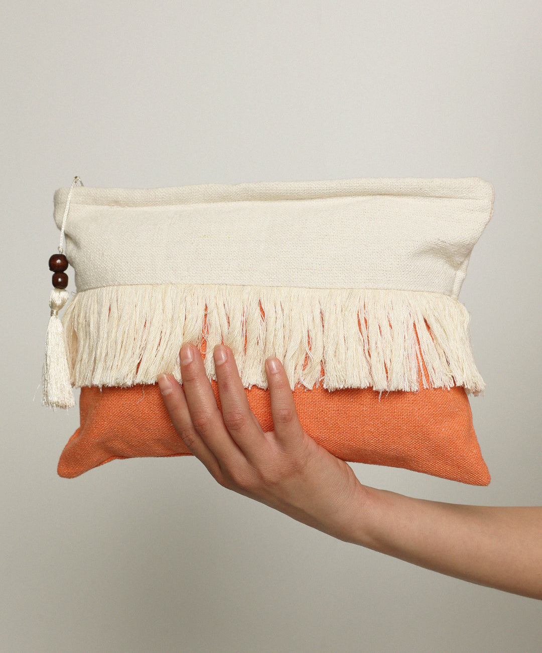 Peach Fringe Clutch