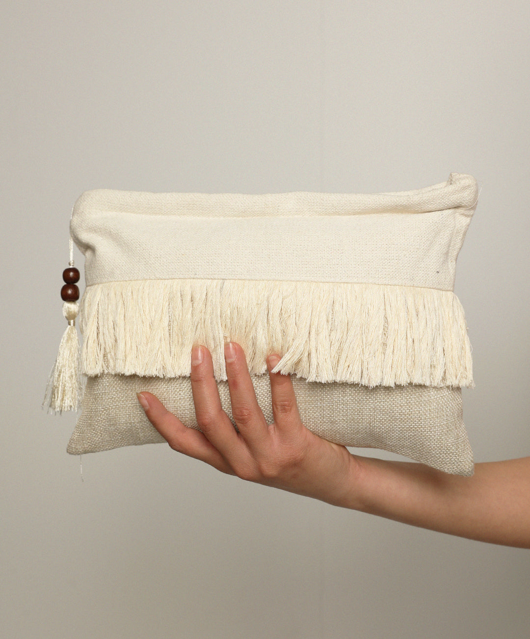 White Fringe Clutch