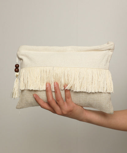 White Fringe Clutch