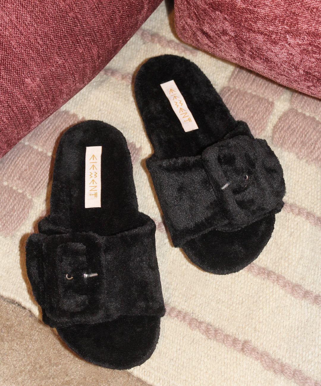 Black Buckle Slipper