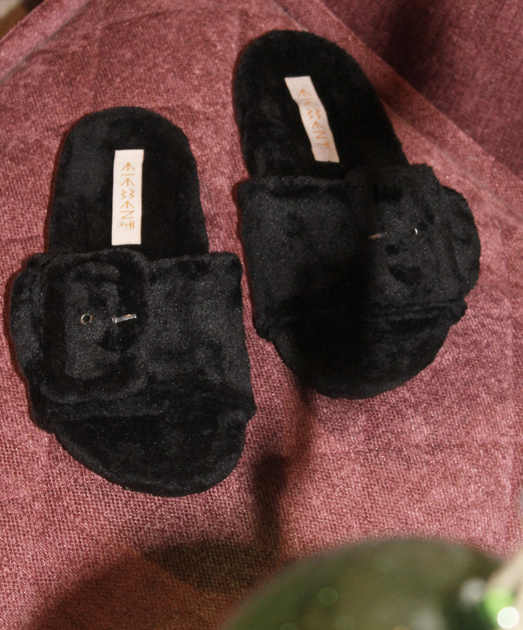 Black Buckle Slipper