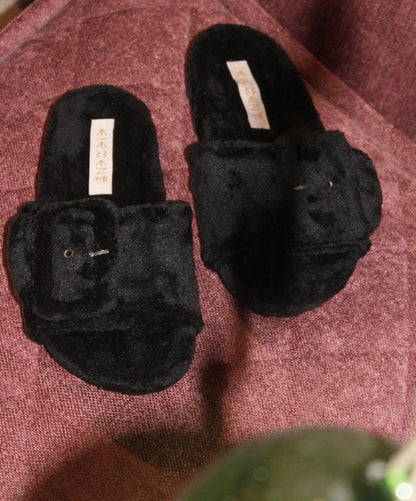 Black Buckle Slipper