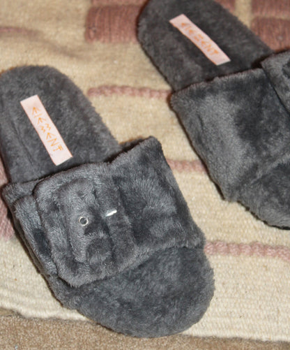 Grey Buckle Slipper