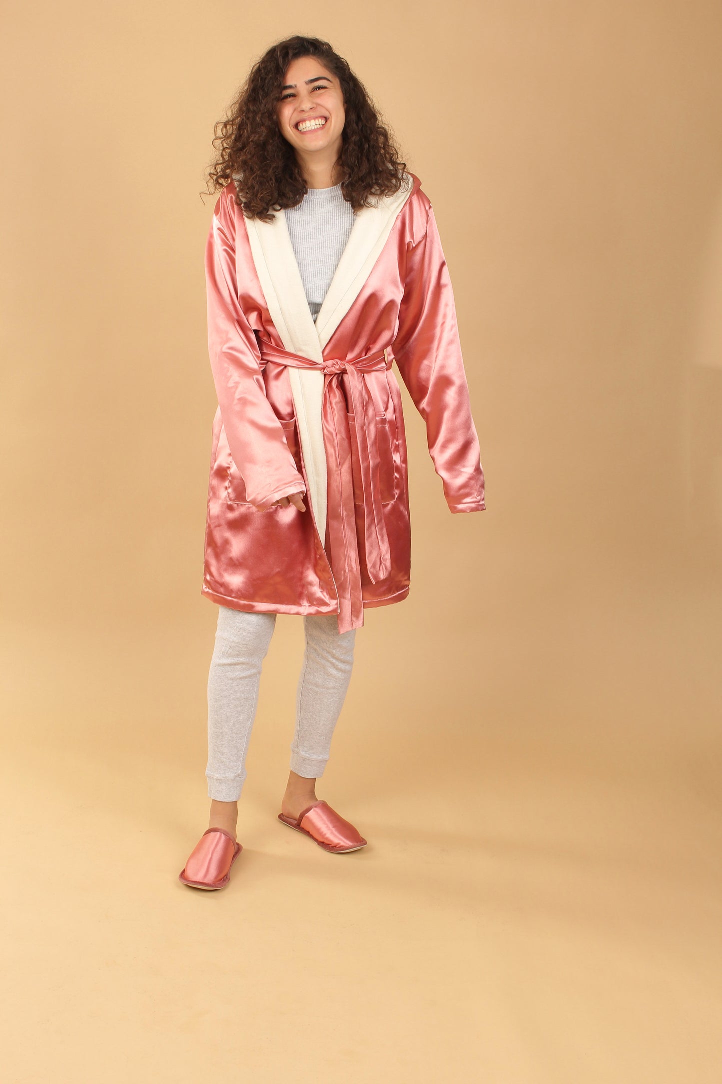 Pink Satin Robe